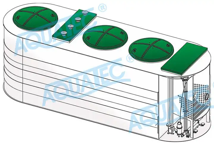 Plantas de tratamiento de aguas residuales ovaladas con estación de bombeo integrada Aquatec VFL