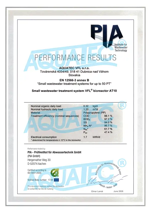 Aquatec VFL wastewater treatment plans tested by PIA Aachen
